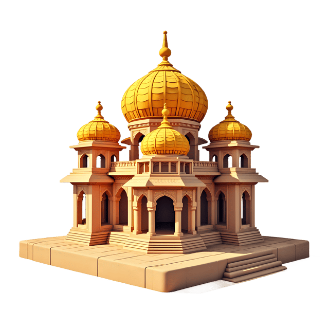 Free transparent PNG: Golden Temple with Intricate Carvings and Transparent Background PNG Design