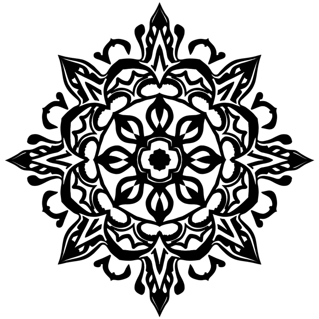 Free transparent PNG: Modern Symmetrical Mandala with Bold Black Outlines and Mirrored Symmetry