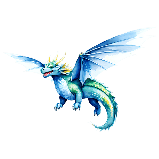 Free transparent PNG: Transparent Flying Dragon - Watercolor Style Illustration