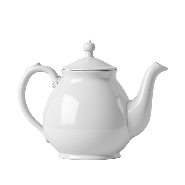 Free transparent PNG: Vintage White Ceramic Teapot Illustration with Handle and Spout