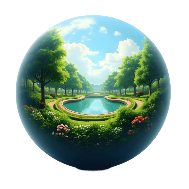 Free transparent PNG: Serene Garden Globe PNG with Transparent Background for Decorative and Creative Use