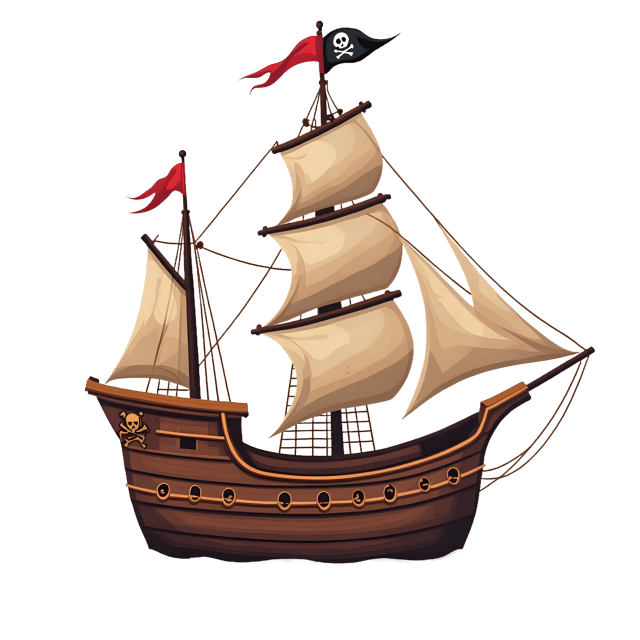 Free transparent PNG: Pirate Ship PNG Download  Classic Nautical Clipart for Kids, Games  Parties
