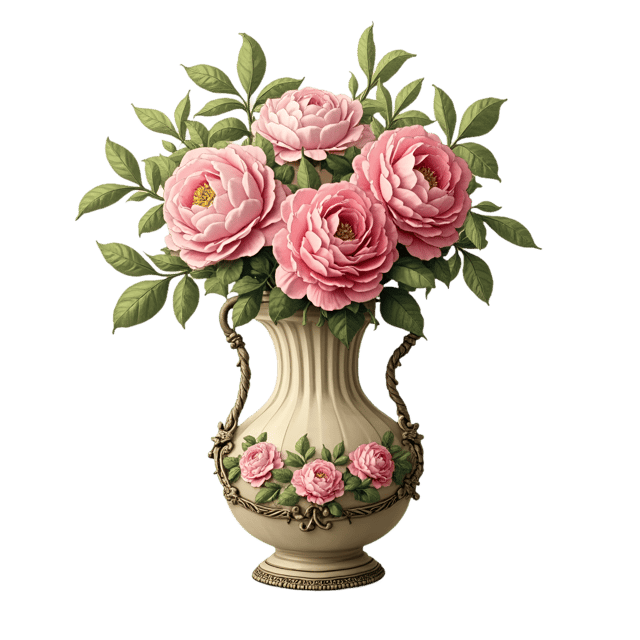 Free transparent PNG: Victorian Rose Garland Vase  Elegant Floral Clipart, free download png