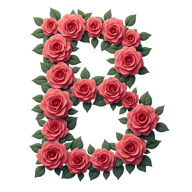 Free transparent PNG: B Rose Design with Transparent Background PNG for Floral and Decorative Use