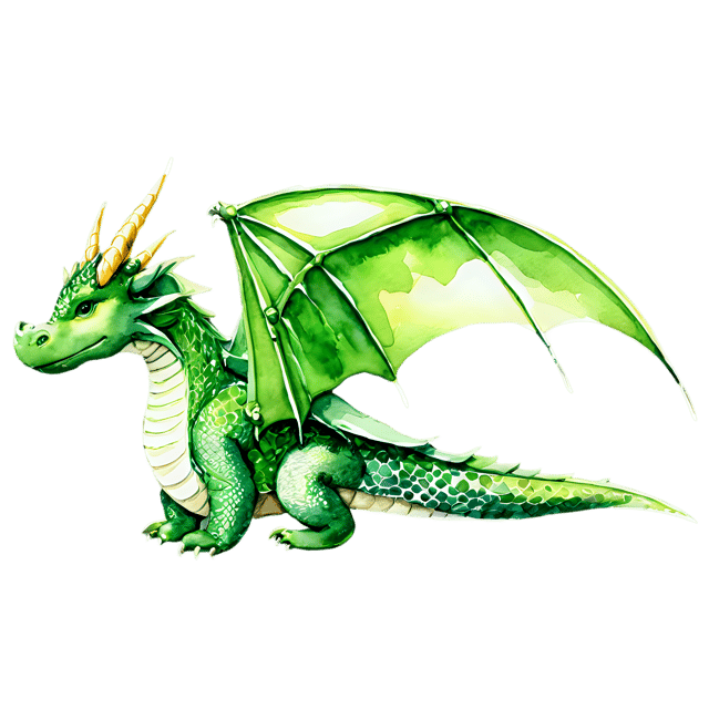 Free transparent PNG: Green Dragon Watercolor Illustration – Transparent PNG for Art, Design & Craft