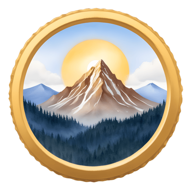 Free transparent PNG: Golden Light Mountain Peak in a Ring PNG Design for Nature and Decorative Art