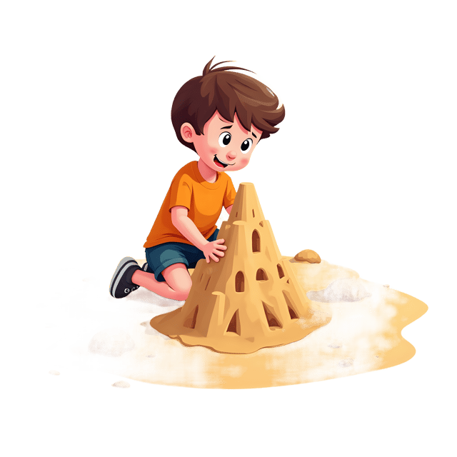 Free transparent PNG: Child Building Sandcastle on Golden Shore Transparent PNG