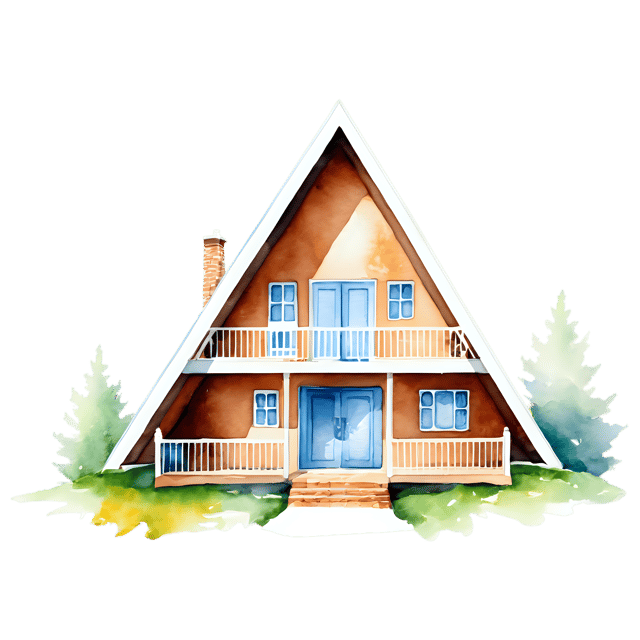 Free transparent PNG: Watercolor A-frame House PNG – Transparent Background Architectural Illustration