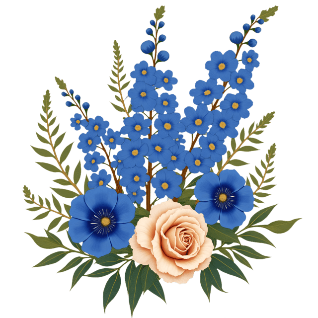 Free transparent PNG: Royal Blue and Gold Arrangement  Elegant Flower Design, Free Downloadable PNG