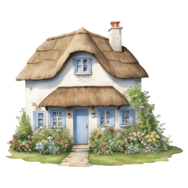Free transparent PNG: Floral Cottage PNG Illustration with Transparent Background for Nursery and Craft Projects