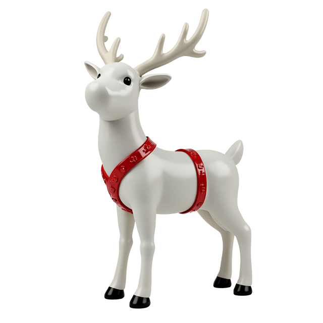 Free transparent PNG: White Ceramic Reindeer Figurine with Red Harness and Shiny Hooves PNG