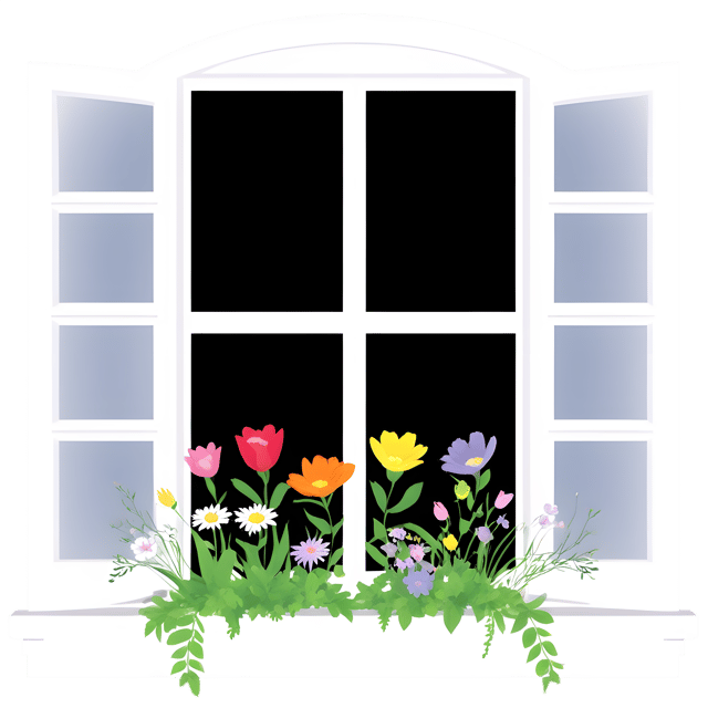 Free transparent PNG: Floral Window Cottage PNG with Transparent Background for Art and Design