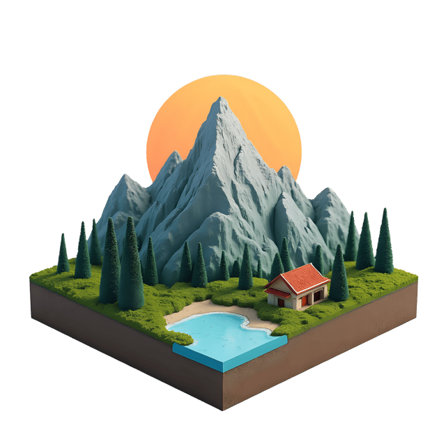 Free transparent PNG: Mountain Diorama PNG  Ideal for Nature Scenes, Crafts  Decor