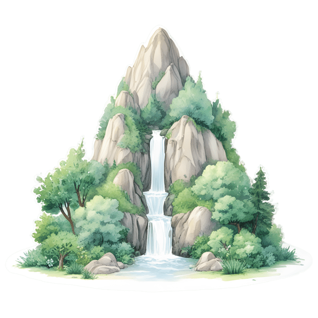 Free transparent PNG: Hidden Mountain Spring with Lush Greenery PNG Illustration for Nature and Decorative Uses