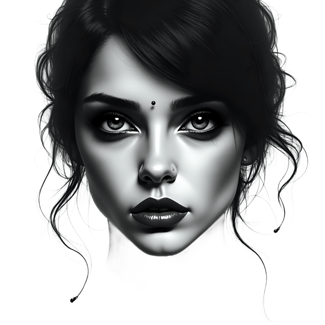 Free transparent PNG: Mysterious Woman Charcoal Portrait with Transparent Background