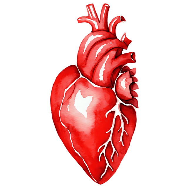Free transparent PNG: Watercolor Heart Anatomy Transparent PNG – Gentle Illustration for Educational & Artistic Use