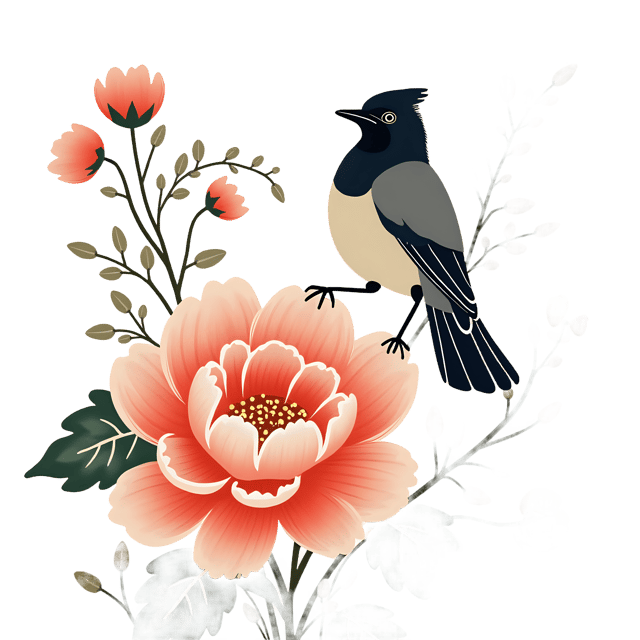 Free transparent PNG: Chinoiserie Chrysanthemum and Magpie PNG Clipart  Elegant Chinese Art Design Element