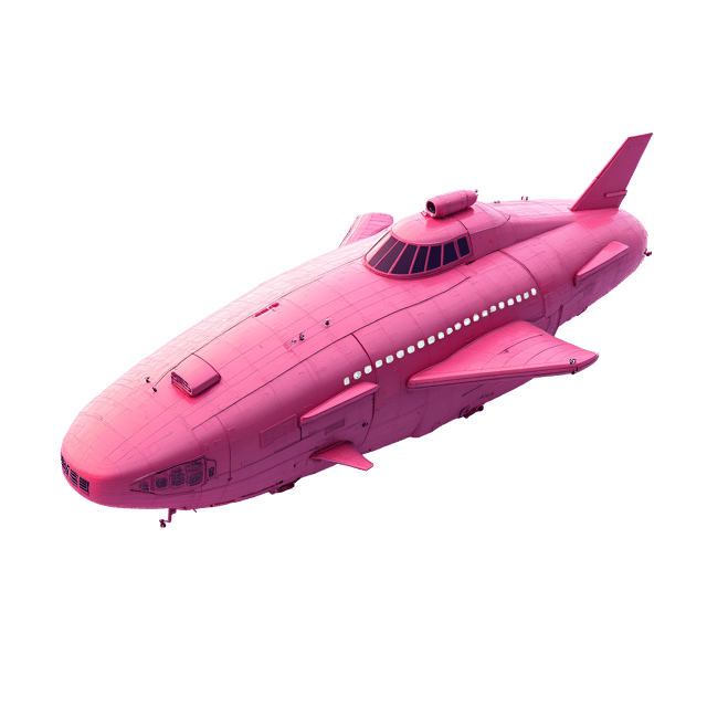 Free transparent PNG: Radiant Pink Spaceship with Glowing Aura and Starry Accents