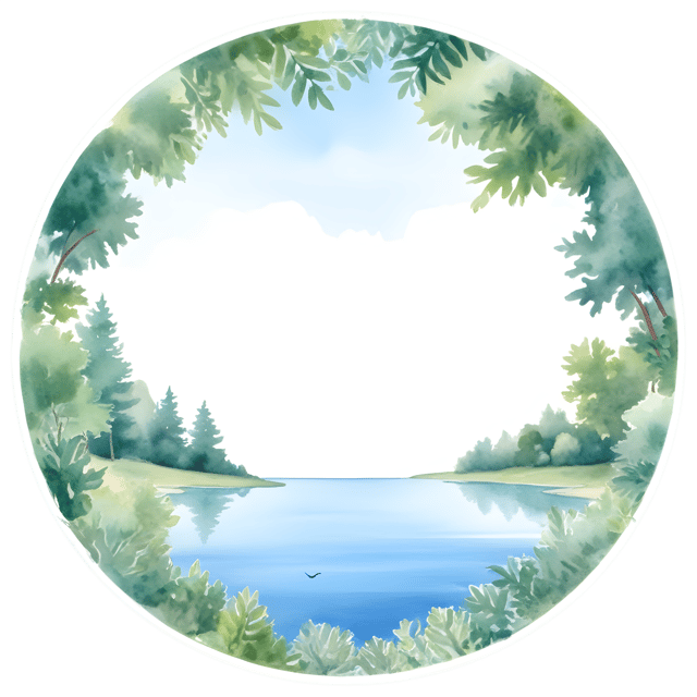 Free transparent PNG: Circular Lake with Lush Trees PNG Background for Nature and Landscape Design