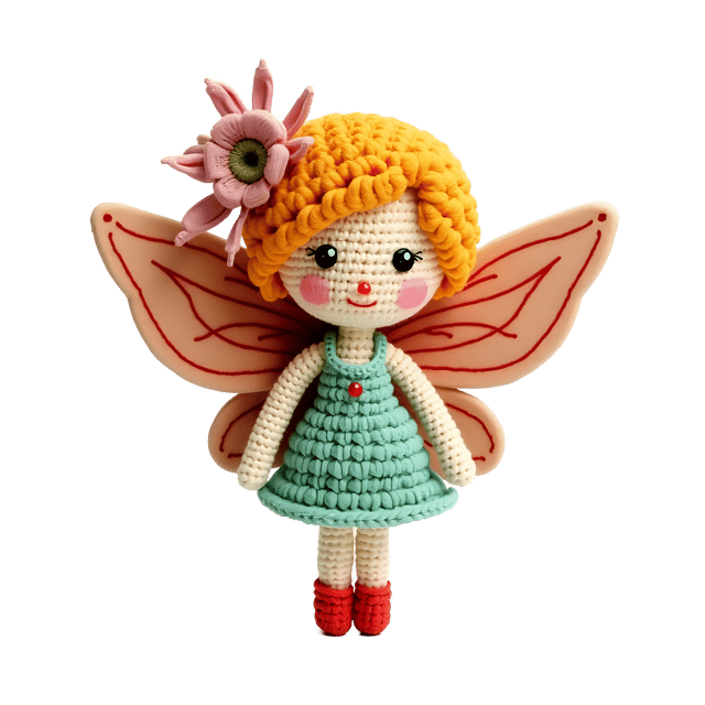 Free transparent PNG: Magical Amigurumi Fairy with Wings PNG Image for Crafting and Decor