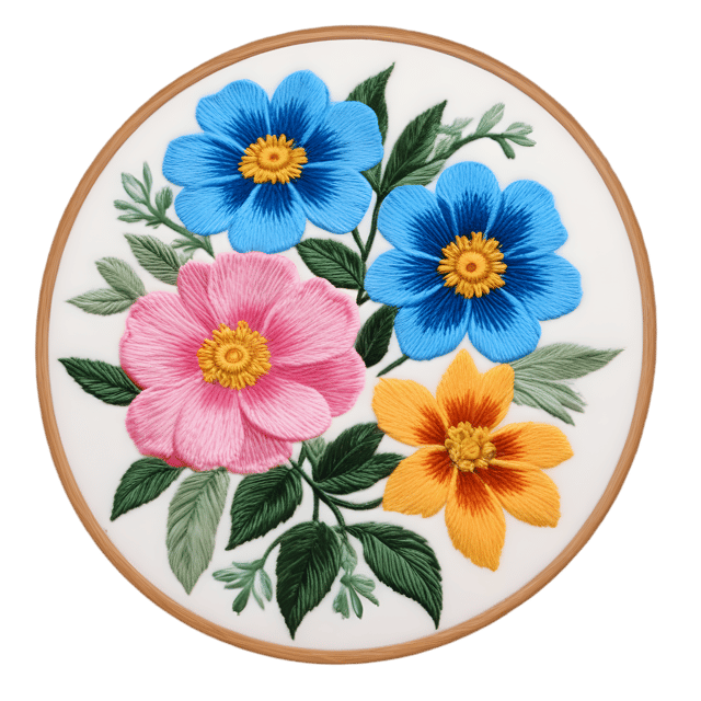 Free transparent PNG: Floral Embroidery Transparent PNG for Crafting and Decor