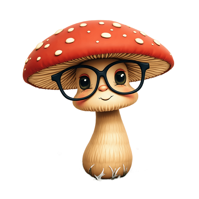 Free transparent PNG: Thoughtful Mushroom with Glasses Transparent PNG