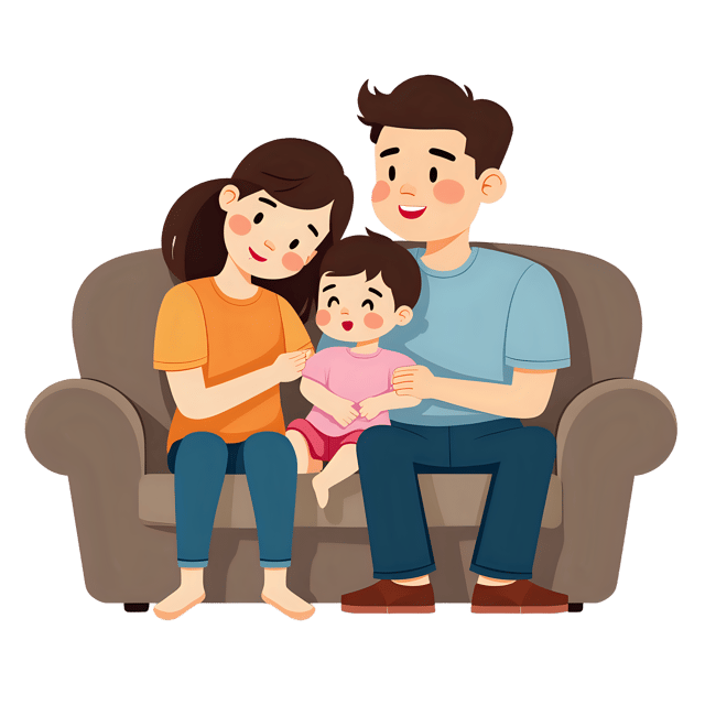 Free transparent PNG: Parents Cuddling on Couch PNG Clipart  Ideal for Family Moments  Home Decor
