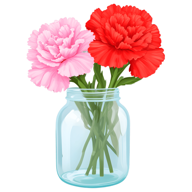 Free transparent PNG: Vibrant Carnations in Classic Glass Jar PNG