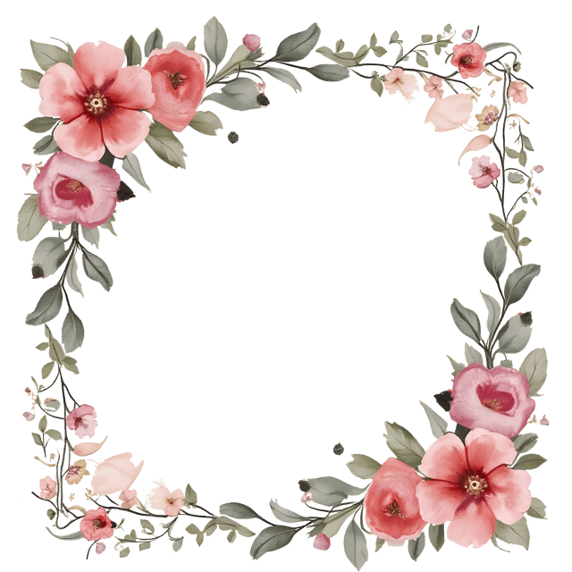 Free transparent PNG: Watercolor Floral Frame PNG Clipart  Perfect for Artistic Designs  Crafts
