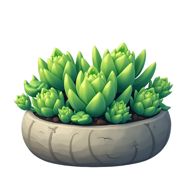 Free transparent PNG: Green Succulents in Stone Planter PNG with Transparent Background