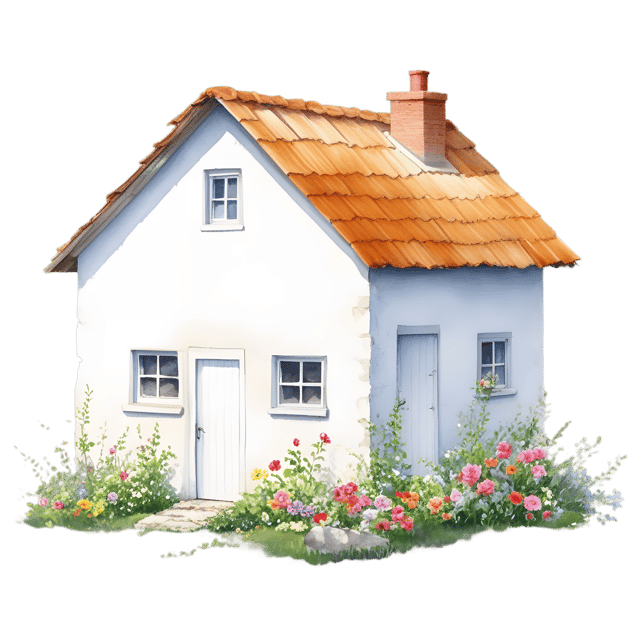 Free transparent PNG: Floral White Cottage PNG Illustration for Nursery and Home Decor