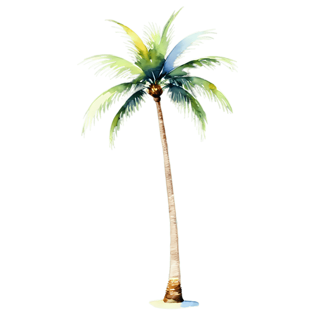 Free transparent PNG: Watercolor Palm Tree Transparent PNG – Gentle Illustration for Nature-themed Designs