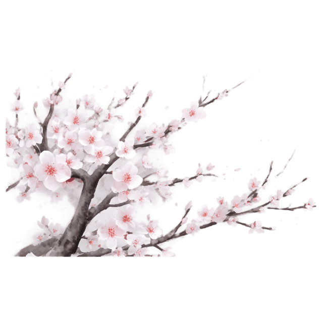 Free transparent PNG: Blossoming Cherry Trees Under a Starry Sky PNG Transparent Background