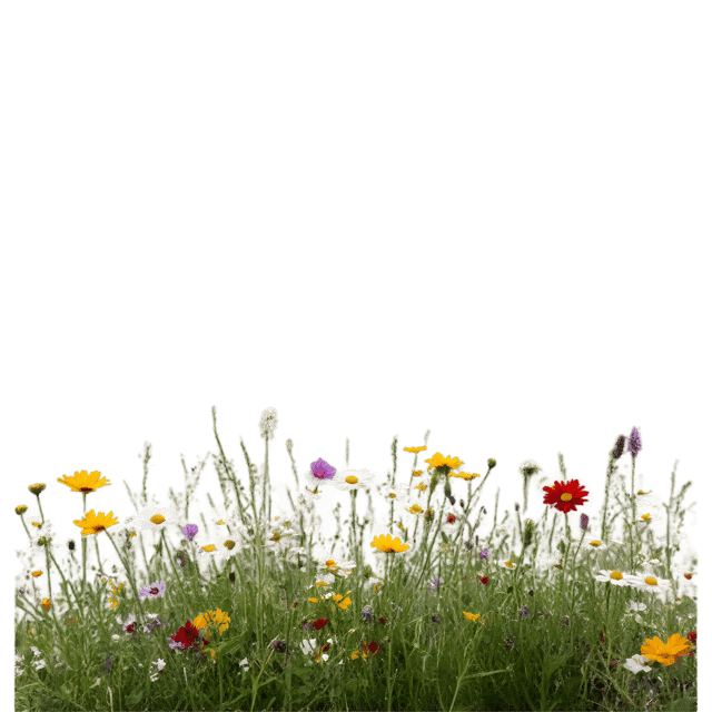 Free transparent PNG: Vibrant Meadow with Wildflowers PNG Illustration for Nature and Decorative Uses