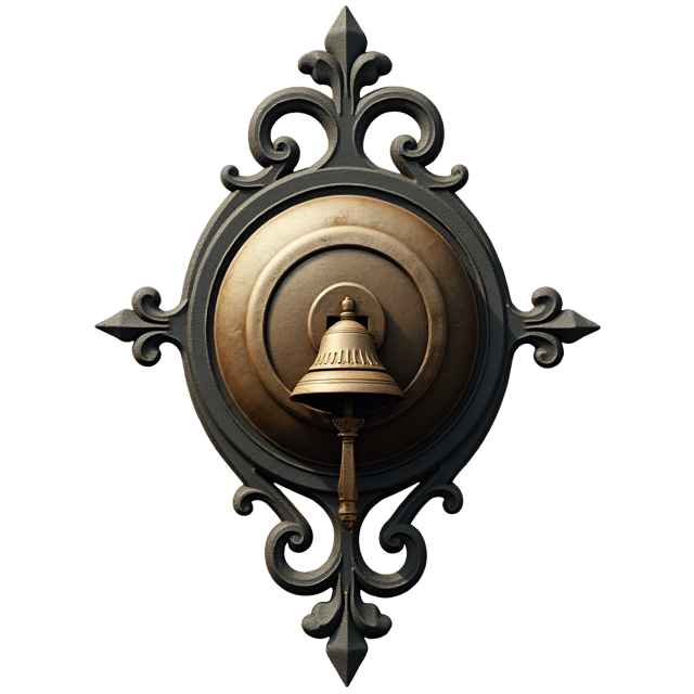 Free transparent PNG: Rustic Iron Doorbell with Scrolled Metalwork and Vintage Charm Clipart