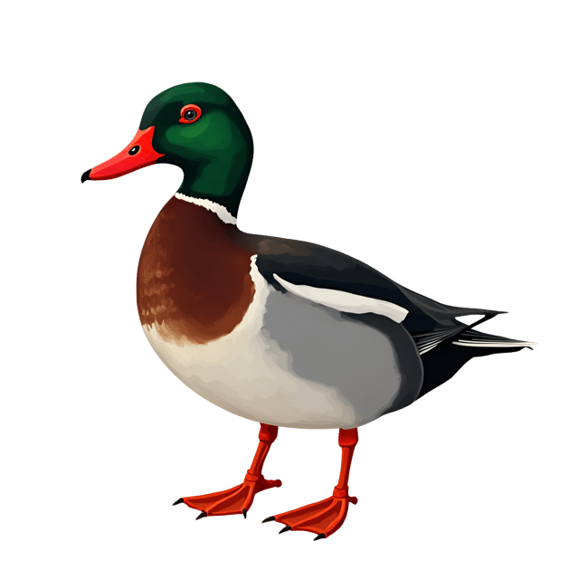 Free transparent PNG: Elegant Merganser Duck Illustration with Green Head and Red Bill