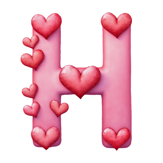 Free transparent PNG: Charming Pink Letter H with Heart Bead Decorations PNG