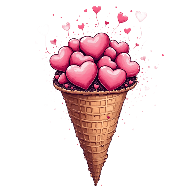 Free transparent PNG: Sprinkle-Covered Cone with Candy Hearts  Treat Clipart, free downloadable png