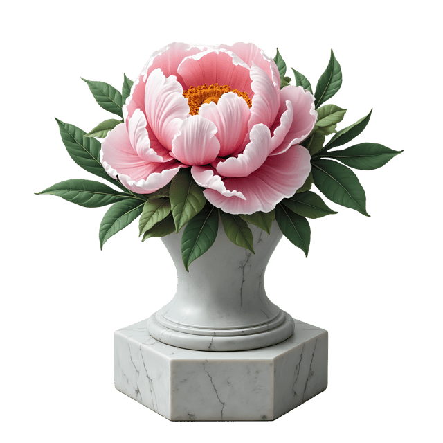 Free transparent PNG: Floral Marble Pedestal  Peony Relief Design, Free PNG Download