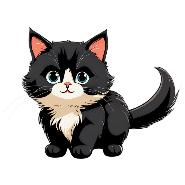 Free transparent PNG: Cute Cartoon Kitten Illustration with Transparent Background