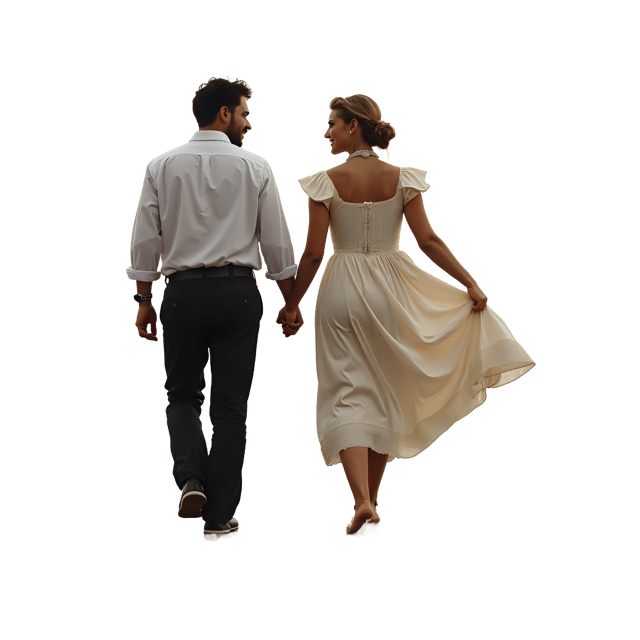 Free transparent PNG: Couple Walking on the Beach PNG Clipart  Ideal for Romantic Scenes and Coastal Themes