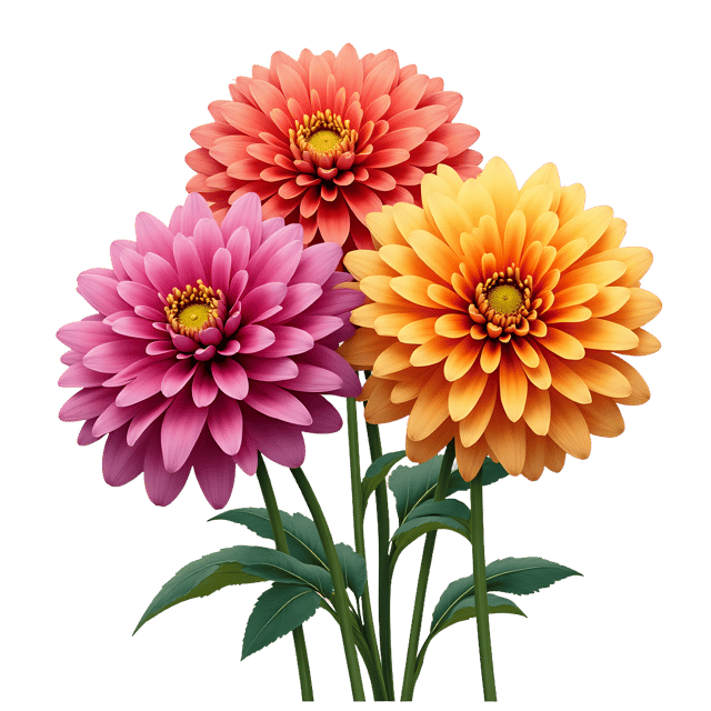 Free transparent PNG: Dahlias Spell N Transparent PNG Flower Design for Vibrant and Bold Floral Art