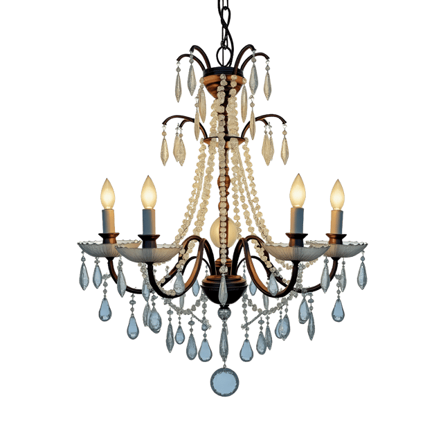 Free transparent PNG: Elegant Crystal Chandelier PNG with Multiple Arms and Shimmering Glass Pieces