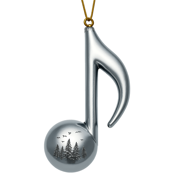 Free transparent PNG: Silver Musical Note Ornament with Chimes Clipart Illustration on Transparent Background