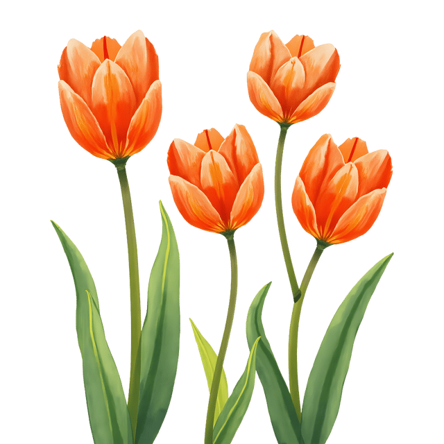 Free transparent PNG: Funky Orange Tulips with Geometric Patterns PNG Illustration for Decorative and Artistic Uses