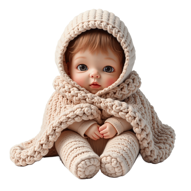 Free transparent PNG: Knitted Doll in Cozy Blanket PNG with Transparent Background