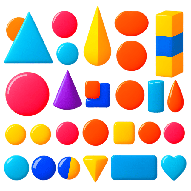 Free transparent PNG: Modern Geometric Shapes in Vibrant Colors on Transparent Background PNG