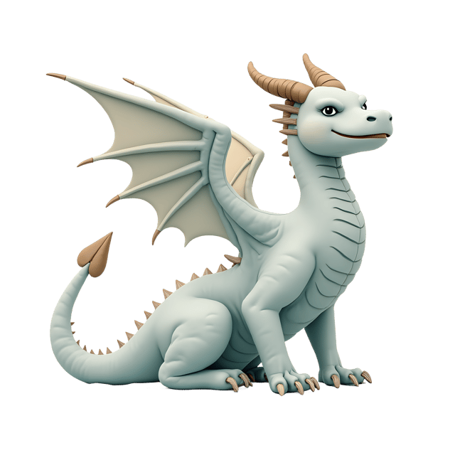 Free transparent PNG: Elegant White Dragon with Frosty Wings PNG Illustration for Fantasy and Serene Art Projects