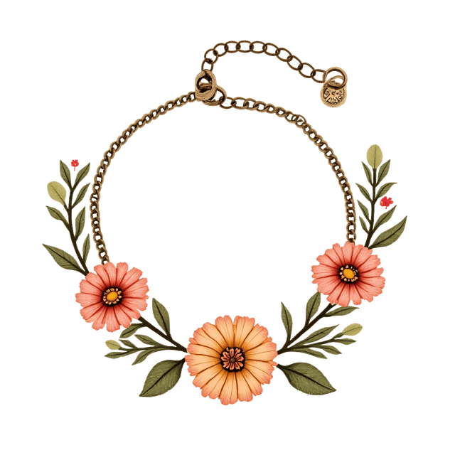 Free transparent PNG: Radiant Boho Flower Anklet with Tiny Metal Charm Accents