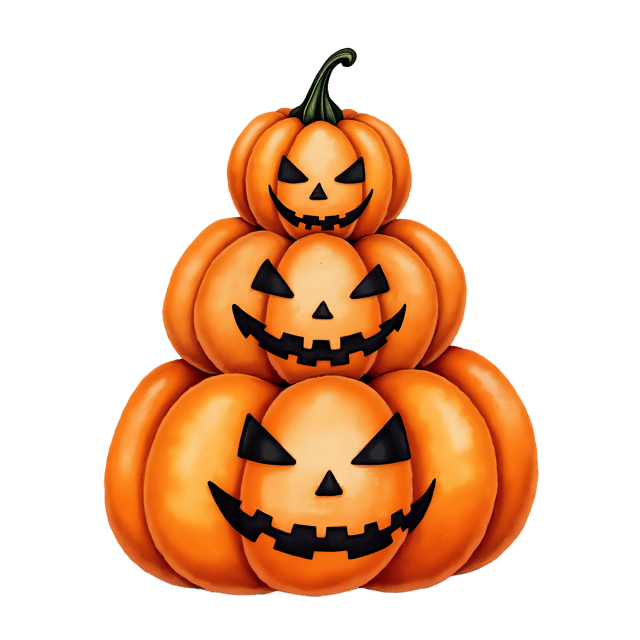 Free transparent PNG: Stacked Pumpkins with Spooky Faces  Halloween Clipart, free downloadable png